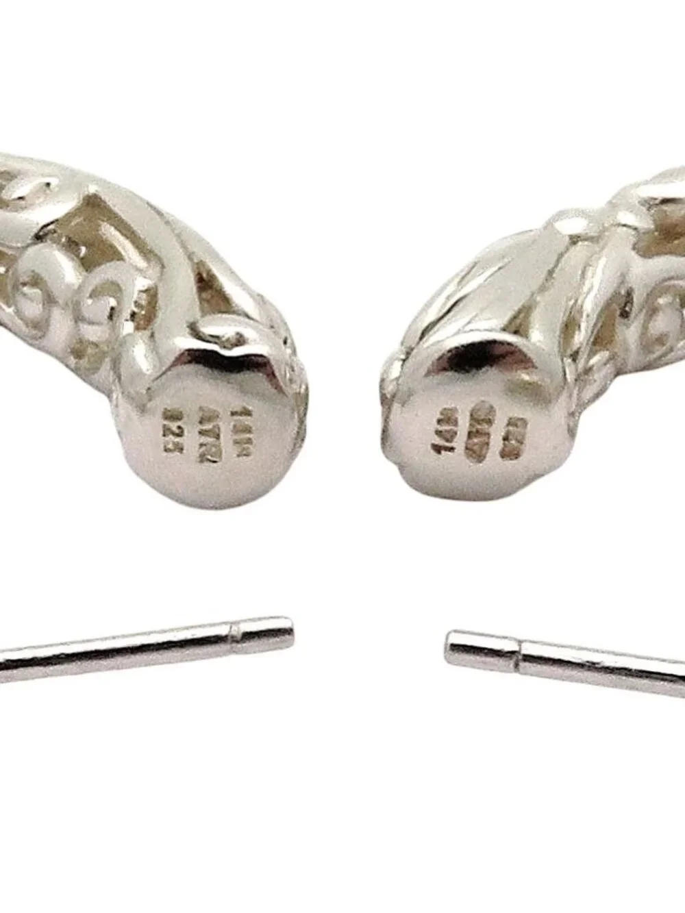Vintage ATR 925 Sterling Silver & 14K Gold Diamond Filigree Hoop Earrings 10.3g